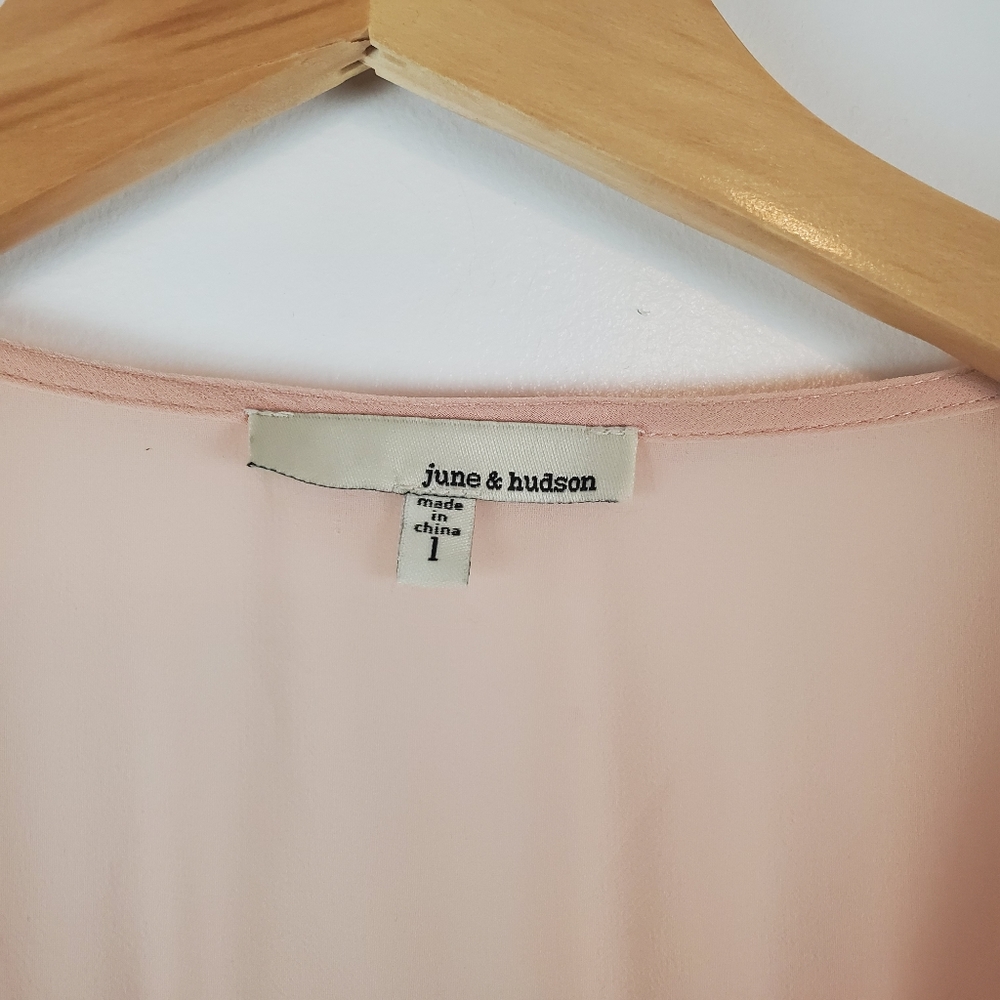June & hudson frilly pink wrap top, large - Picture 3 of 7